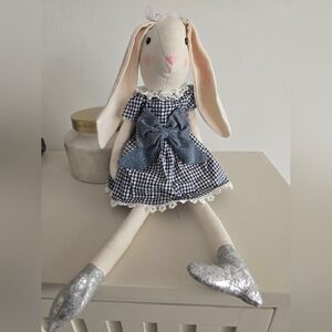 Adorable Plush Bunny Toy with Blue Dress